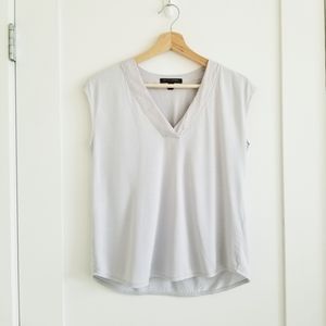 BANANA REPUBLIC satin detail cap sleeve v neck top